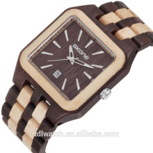 New Rectangle Stripe Designer Wooden Watch Skone 7398 Men Watch